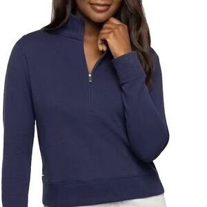 Travis Mathew Women’s Cloud Fleece Navy Quarter-Zip Pullover XL
